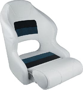 Wise 8WD33151008 Deluxe Pontoon Furniture: Bucket Seat w/Flip Up Bolster: White/Navy/Blue