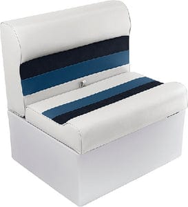 Wise 8WD951008 Deluxe Pontoon Furniture: 27' Bench: White/Navy/Blue