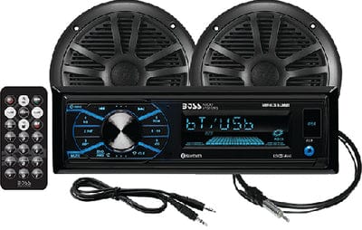 Boss Audio MCBK634B6 Bluetooth Weatherproof Marine Receiver Package w/ 1 pair of 6.5" Speakers: Black