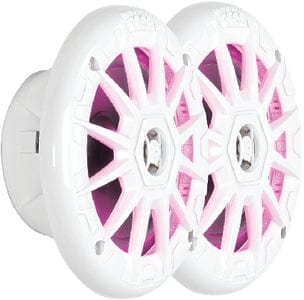 BOSS MRGB55W 5-1/4" 2 Way Weatherproof LED Marine Full Range Speakers: White: 1 pr.