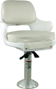 Springfield Yachtsman Fixed Height Chair Package: White (Includes Seat With Armrest and Cushions: Pedestal With Base and Locking Slide/Swivel)