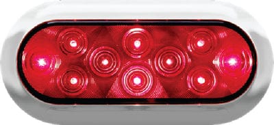 Anderson LED Oval Stop Turn & Tail Light Red With Chrome Bezel