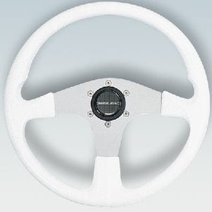 Uflex Corse Steering Wheel: White PVC Grip w/Silver Spokes