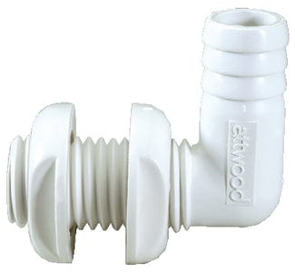 Attwood Thru Hull Connector For Hose: White: 90 Degree - 3/4"