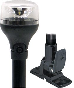 Attwood 5558-P12A7 2NM LED All-Round Fold-Down Light with Lightarmor Base & Black Composite Pole: 12"