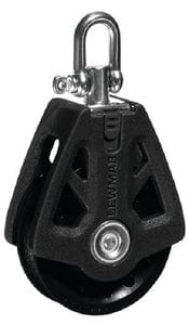 Lewmar 50MM Synchro Block: Single Black: 1/4" - 3/8" Line