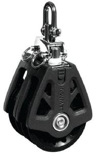 Lewmar 50MM Synchro Block: Synchro Block: Double Black: 1/4" - 3/8" Line