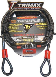 Trimax TDL1510 Dual Loop Quadra Braid Trimaflex Cable: 15' L x 10mm