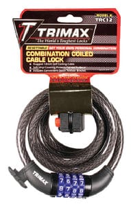 Trimax TRC126 Quadra-Braid 6' x 12mm Cable Lock with Combination & Quick Release Bracket