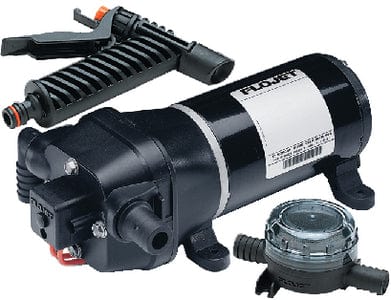 High Flow Quad Series Washdown Pump w/Strainer & Nozzle: 4.5 GPM: 12V