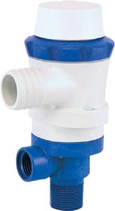 Shurflo 357-103-10 Anti-Airlock 12V 1:100 GPH 4.5 Amp White & Blue Piranha Dual Port Livewell Pump