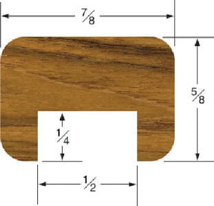 Whitecap 60821 Teak Track Bulkhead Molding