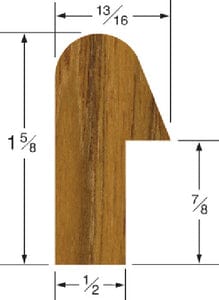 Whitecap 60831 Teak Rail Molding: 5'