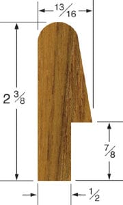 Whitecap 60847 Teak Bunk Rail Molding: 5'