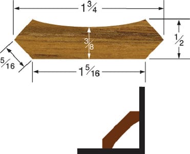 Whitecap 60861 Teak Corner Wire Molding: 5'