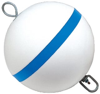 Taylor Traditional Sur-Moor Mooring Buoy - White With Blue Reflective Striping