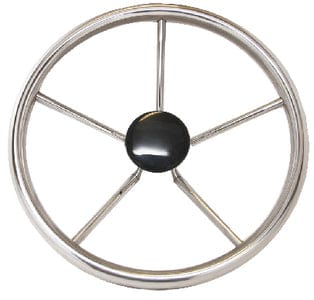 SeaDog 230115 15" 6-Spoke Stainless Steering Wheel w/Plastic Center Cap: 10&deg; Dish
