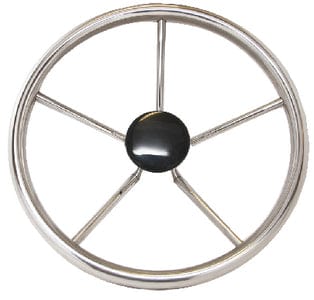 SeaDog 230212 12": 5-Spoke Stainless Steering Wheel w/Plastic Center Cap: 25&deg; Dish