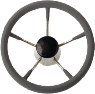 SeaDog 230212G 12": 5-Spoke Stainless Steering Wheel w/Foam Grip & Plastic Center Cap: 25&deg; Dish