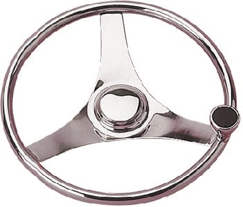 Sea-Dog 230323 3-Spoke Stainless Steering Wheel With Integral Knob: 13-1/2"