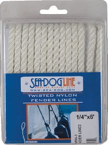 Sea Dog 301106006WH1 Premium Twisted Three-Strand Nylon Fender Line: 2/pk