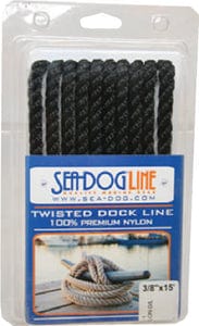 Sea Dog 301112025BK1 Premium Twisted Three-Strand Nylon Dock Line: Black 1/2" ? 25'