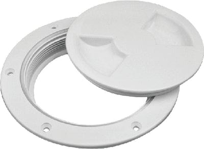 Sea-Dog 337142 Screw Out Deck Plate With Internal Collar: 4-1/2": White