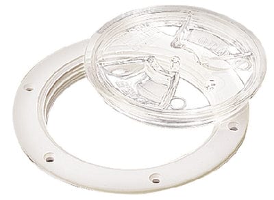 Sea-Dog 337161 White Screw Out Deck Plate w/Clear Cover: 6-1/2"