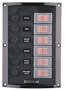 SeaDog 424116 Splash Gard Vertical 6 Gang Rocker Switch Panel: 6-1/2" x 4-1/2"