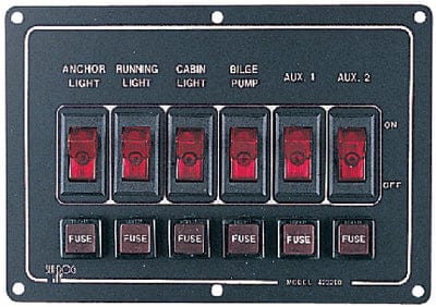 Sea-Dog 4242101 Horizontal 6-Gang Rocker Switch Panel