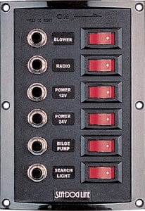 Sea-Dog 4248001 6-Gang Vertical Rocker Switch Breaker Panel