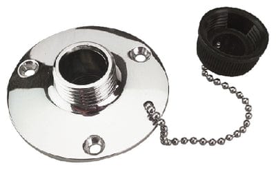 SeaDog 512120 Washdown Water Outlet <SPACER TYPE=HORIZONTAL SIZE=1> #8 Fastener <SPACER TYPE=HORIZONTAL SIZE=1> Brass Chrome Plated <SPACER TYPE=HORIZONTAL SIZE=1> Includes Cap & Chain