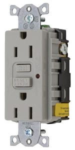 GFCI Duplex Receptacle w/Cover Plate: Gray