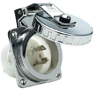 Hubbell HBL303SS Stainless Steel 30A 125V Shore Power Inlet <SPACER TYPE=HORIZONTAL SIZE=1> Hardware Included