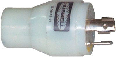 Hubbell HBL31CM29 White 15A/20A 125V Straight Blade Female to 30A 125V Twist Lock Male Adapter