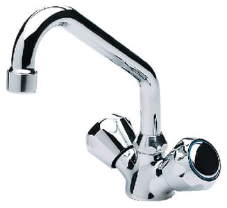 Scandvik 10422 Chrome Plated Brass Galley Mixer Faucet With Swivel Spout: Standard Knob