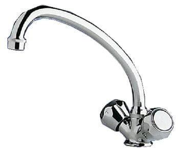 Scandvik 10438 Chrome Plated Brass Galley Mixer With High-Reach Swivel Spout: Standard Knob