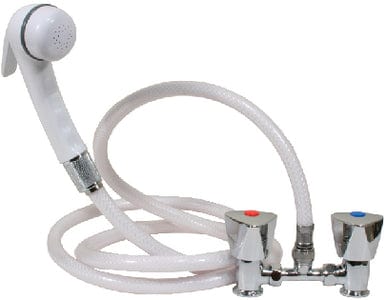 Scandvik Euro Shower Kit:  White Sprayer With White Hose and Triangle Knobs