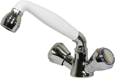 Scandvik 46000 Standard Combo Pull-Out Faucet and Shower Handle Without Water Conservation Valve: White Handle With 5' White Nylon Hose