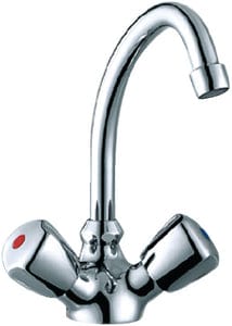 Scandvik 70002 Chrome Plated Brass Classic Swivel J-Spout Galley Mixer Faucet