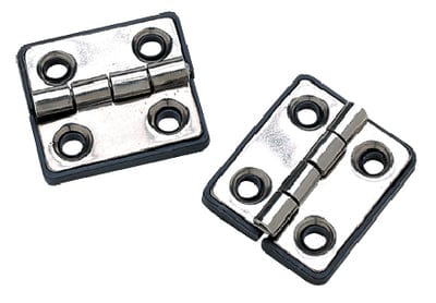 Seachoice 50-33951 (2) 1-5/16" x 1-1/2" Polished Stainless Steel Butt Hinges with Black Nylon Base Plate