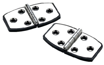 Seachoice 34151 (2) 2-7/8" x 1-1/2" Polished Stainless Steel Utility Hinges with Black Nylon Base Plate