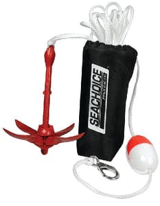 Seachoice 3.5 lb. Grapnel Anchor Kit For Boats 5 to 12' (Includes Anchor: 1/4" x 25' Line: Adjustable Buoy: S/S Hook and Storage Bag)
