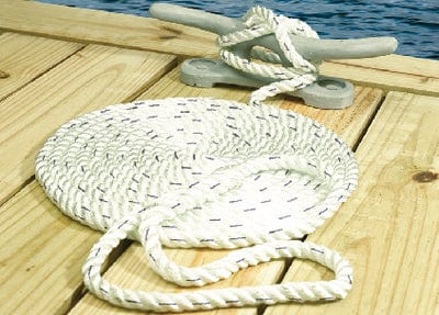 Seachoice Premium 3 Strand Twisted Nylon Dock Line - White With Blue Tracer