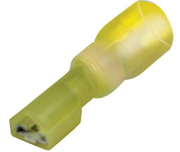 Seachoice 60311 3-to-1 Heat Shrink Insulated Quick Disconnect: 12-10 Ga.: 0.250" Female: Yellow: 25-Pack