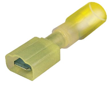 Seachoice 60321 3-to-1 Heat Shrink Insulated Quick Disconnect: 12-10 Ga.: 0.250" Male: Yellow: 25-Pack