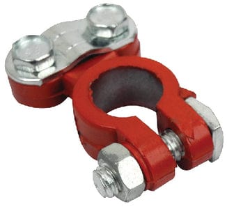 Clamp style coated battery terminal: red