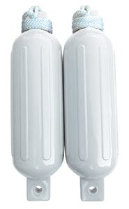 Seachoice 79251 Twin Eye Ribbed Fender Kit (Includes 2 5.5" x 20" White Fenders and 2 Matching 3/8 x 5' Fender Lines)