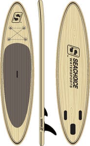 Seachoice 86949 10'6" Inflatable Stand-Up Paddle Board Kit<BR>Woodgrain Pattern
