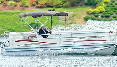 48" High 4 Bow Square Tube Pontoon UPS-Able Bimini Top: White Vinyl Fabric Only: